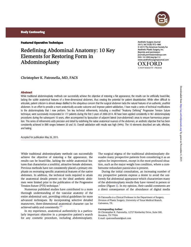 Redefining Abdominal Anatomy: 10 Key Elements for Restoring Form in Abdominoplasty